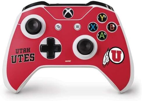 Skinit Decal Gaming Skin Compatible with Xbox One S Controller - Officially Licensed College Utah Utes Text on Red Design in Saudi Arabia