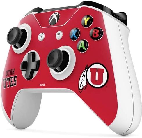 Skinit Decal Gaming Skin Compatible with Xbox One S Controller - Officially Licensed College Utah Utes Text on Red Design in Saudi Arabia