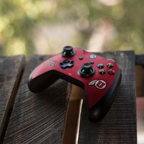 Skinit Decal Gaming Skin Compatible with Xbox One S Controller - Officially Licensed College Utah Utes Text on Red Design in Saudi Arabia