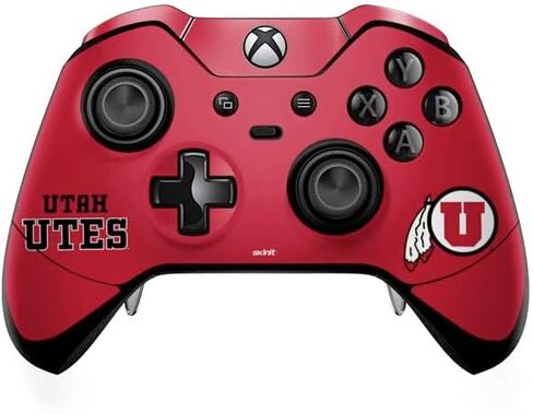 ملصق Skinit المخصص للألعاب متوافق مع وحدة تحكم Xbox One Elite - نص مرخص رسميًا من كلية يوتا على التصميم الأحمر in Kuwait