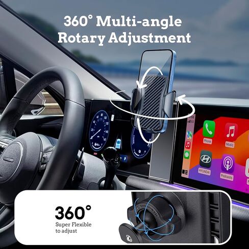 حامل هاتف السيارة لهاتف Hyundai Santa Fe 2024 2025، ملحقات Hyundai Santa Fe، دوران 360 درجة، إصدار زر واحد لهاتف iPhone، Samsung، Google، جميع الهواتف الذكية in Kuwait
