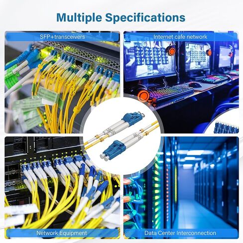 LC إلى LC OS2 كبل تصحيح الألياف أحادي الوضع 10 حزم 5 أقدام، 9/125 ميكرومتر مزدوج UPC SMF سلك توصيل من الألياف، OD 2.0 مم وضع فردي 1G/10Gb/40Gb/100G SFP/SFP+كابل بصري Lc إلى Lc، سترة LSZH، أصفر in Kuwait