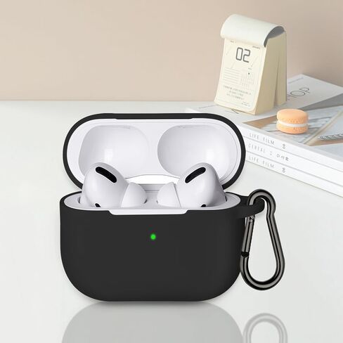 Compatible with AirPods 3 Case, Soft Silicone Protective Headphone Charging Cover with Keychain for Airpods 2021 3rd Generation-Black in Saudi Arabia