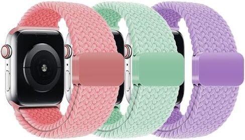 3 Pack Braided Magnetic Clasp Bands for Kids Apple Watch 38/40/41/42/44/45/46mm, Elastic Stretchy Strap Compatible with iWatch Series 11 10 9 8 7 6 5 4 3 2 1 SE3 SE2 SE Girls Boys Small Wrist in Saudi Arabia