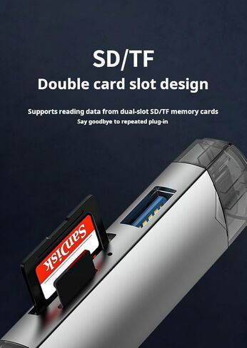 SD Card Reader USB C & USB 3.0 6-in-1 OTG Memory Card Reader, 5Gbps SD/TF/Micro SD Adapter, Dual USB-C/USB-A Ports, Plug & Play for Laptop, Tablet, iPhone 15/16/17, MacBook, Android Devices 1 Pack in Saudi Arabia