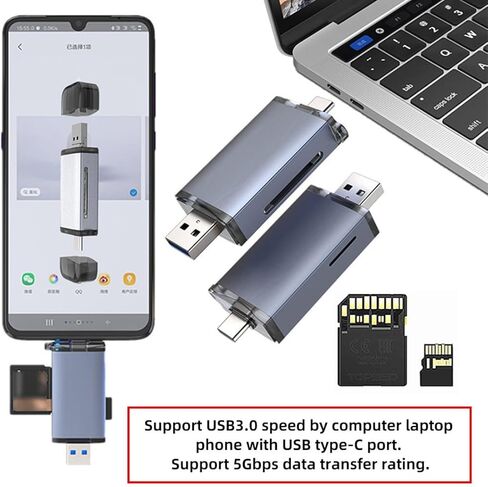 ChenYang UHS-II 4.O SD/TF Card Reader, 2 in 1 USB A/C High Speed Memory Card Reader for SDHC/SDXC/Micro SD/Micro SDHC/Micro SDXC in Saudi Arabia