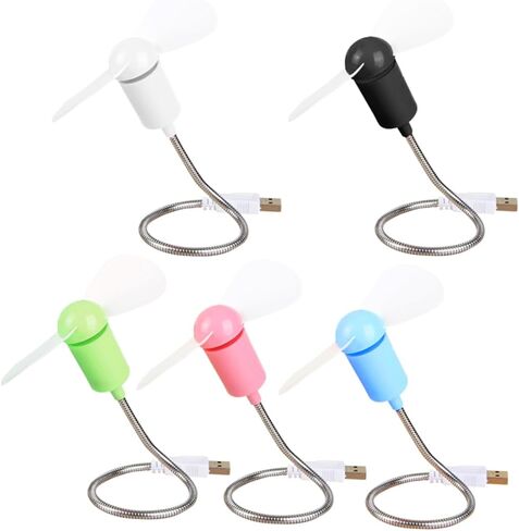 Lurrose 5 قطع USB مراوح مرنة صغيرة محمولة مراوح تبريد صغيرة للكمبيوتر المحمول صامت خفيف الوزن مع منفاخ معدني، ألوان عشوائية، لون عشوائي in Kuwait