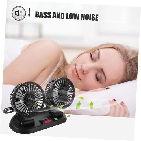 Lurrose Dual Head USB Car Cooling Fan Adjustable Rotatable Electric Dashboard Fan for Truck Home Office with Strong Wind Low Noise Energy Saving in Saudi Arabia