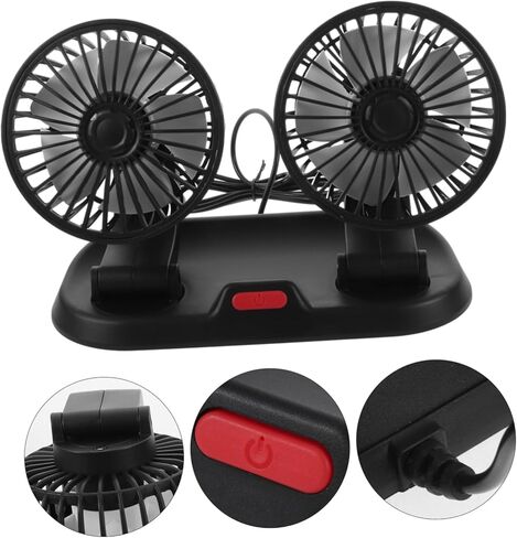 Lurrose Dual Head USB Car Cooling Fan Adjustable Rotatable Electric Dashboard Fan for Truck Home Office with Strong Wind Low Noise Energy Saving in Saudi Arabia