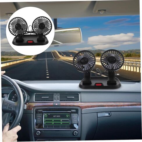 Lurrose Dual Head USB Car Cooling Fan Adjustable Rotatable Electric Dashboard Fan for Truck Home Office with Strong Wind Low Noise Energy Saving in Saudi Arabia