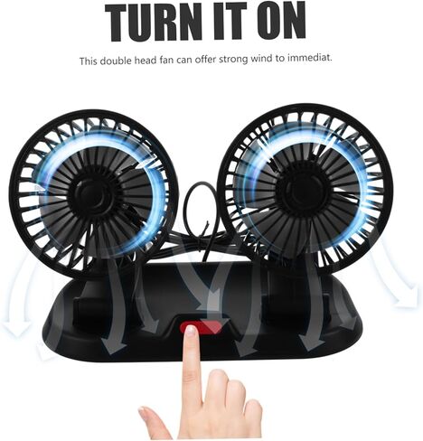 Lurrose Dual Head USB Car Cooling Fan Adjustable Rotatable Electric Dashboard Fan for Truck Home Office with Strong Wind Low Noise Energy Saving in Saudi Arabia