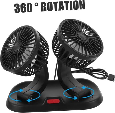 Lurrose Dual Head USB Car Cooling Fan Adjustable Rotatable Electric Dashboard Fan for Truck Home Office with Strong Wind Low Noise Energy Saving in Saudi Arabia