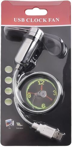 USB True Clock LED Fan, Creative Snake-Shaped USB Temperature Fan, Seven-Color LED Flashing Letter Fan, Clock (Clock Fan) in Saudi Arabia