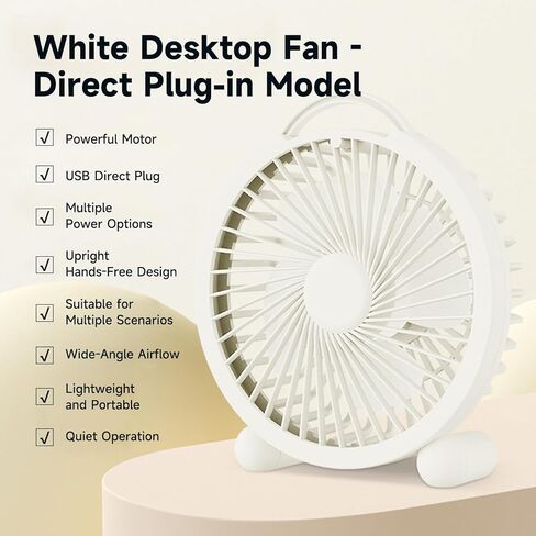 Mini USB Desk Fan, Only One Speed But Very Quiet, Small Portable Quiet Desktop Personal Fan for Better Cooling, Home Office Car Indoor Outdoor-White in Saudi Arabia