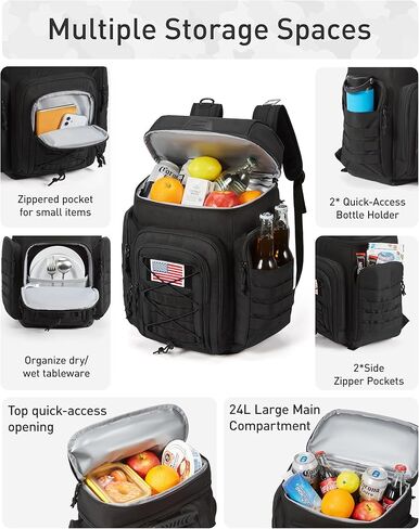 TOURIT 30L (42 Cans) Tactical Cooler Backpack – Military-Grade Insulated Back Pack with 16H Ice Retention, Leakproof Multi-Pocket Cooler Bag for Camping & Hiking, Featuring DIY Hook & Loop Panel in Saudi Arabia