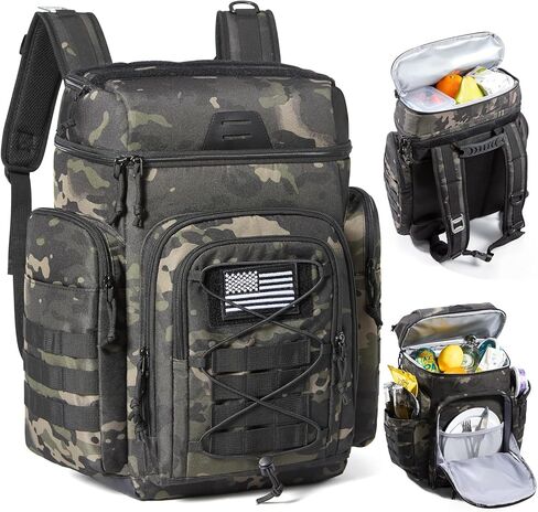 TOURIT 30L (42 Cans) Tactical Cooler Backpack – Military-Grade Insulated Back Pack with 16H Ice Retention, Leakproof Multi-Pocket Cooler Bag for Camping & Hiking, Featuring DIY Hook & Loop Panel in Saudi Arabia