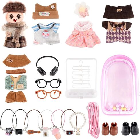 5-Pack Clothes Set for 17cm Labubu Doll Clothes Collection with Accessories Set Christmas Doll Clothes Set Santa Stylish Outfit for Christmas Dressed up in Saudi Arabia