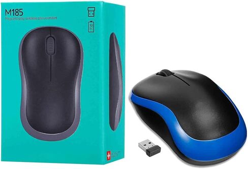 Wireless Optical Mouse - logitec M185 Plug-and-Play, Long Battery Life, Comfort Design, for Left and Right-Handed Use - Compatible with Macbooks/Laptops/Desktops and All Operating Systems -Blue in Kuwait