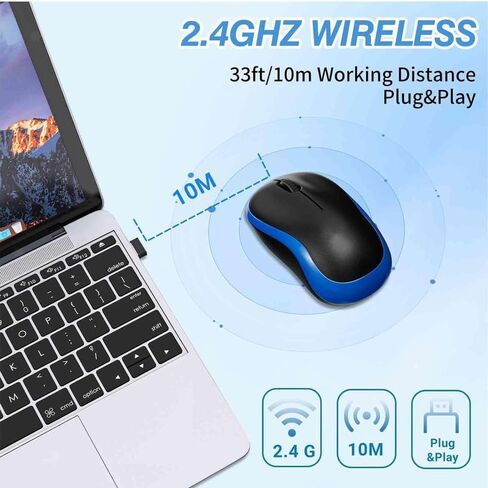 Wireless Optical Mouse - logitec M185 Plug-and-Play, Long Battery Life, Comfort Design, for Left and Right-Handed Use - Compatible with Macbooks/Laptops/Desktops and All Operating Systems -Blue in Kuwait