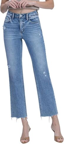 Flying Monkey Women's High Rise Ankle Straight Jeans in Saudi Arabia