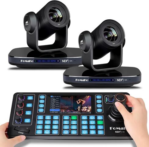 FoMaKo 60FPS 4K NDI PTZ Camera, 20X Optical Zoom, Supports NDI 4K 60fps, 4KP60 AI Auto-Tracking, KC608N PTZ Controller for Church, Worship, Education, Events(K820Nx2+KC608N) in Saudi Arabia