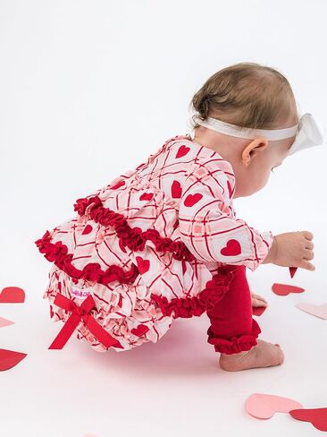 RuffleButts Baby Girls Cotton Gauze Long Sleeve Tiered Ruffle Swing Top and Bloomer Set in Saudi Arabia