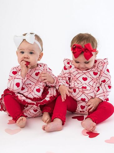 RuffleButts Baby Girls Cotton Gauze Long Sleeve Tiered Ruffle Swing Top and Bloomer Set in Saudi Arabia