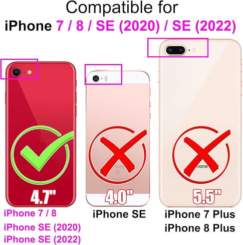 Case Wallet for iPhone 7 / iPhone 8 / SE (2020) / SE (2022), with [3 Card Slots], Kickstand Magnetic Closure PU Leather Shockproof Protective Flip Cover 4.7", Cat in Saudi Arabia