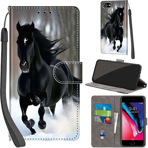 Case Wallet for iPhone 7 / iPhone 8 / SE (2020) / SE (2022), with [3 Card Slots], Kickstand Magnetic Closure PU Leather Shockproof Protective Flip Cover 4.7", Cat in Saudi Arabia
