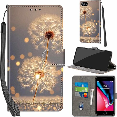 Case Wallet for iPhone 7 / iPhone 8 / SE (2020) / SE (2022), with [3 Card Slots], Kickstand Magnetic Closure PU Leather Shockproof Protective Flip Cover 4.7", Cat in Saudi Arabia