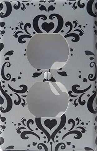 Black and Gray Damask Light Switch Plate / Single Toggle / Damask Nursery Wall Decor (Single Toggle Light Switch Plate) in Saudi Arabia