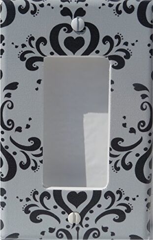 Black and Gray Damask Light Switch Plate / Single Toggle / Damask Nursery Wall Decor (Single Toggle Light Switch Plate) in Saudi Arabia