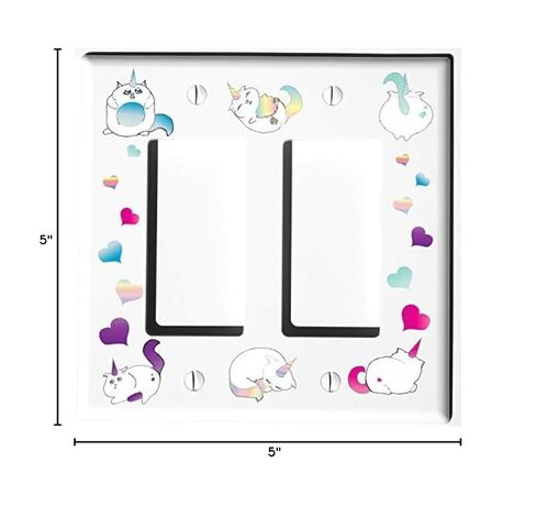 Caticorn Light Switch Plate and Outlet Covers Cat Unicorn Children's Room Nursery Decor (Double Rocker) in Saudi Arabia