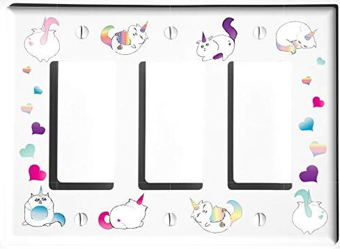 Caticorn Light Switch Plate and Outlet Covers Cat Unicorn Children's Room Nursery Decor (Double Rocker) in Saudi Arabia