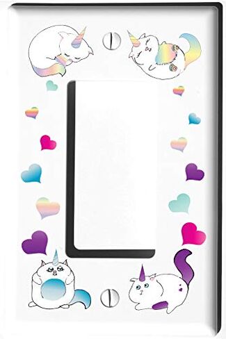 Caticorn Light Switch Plate and Outlet Covers Cat Unicorn Children's Room Nursery Decor (Double Rocker) in Saudi Arabia