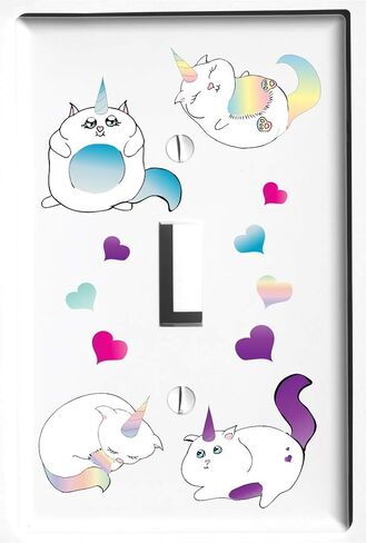 Caticorn Light Switch Plate and Outlet Covers Cat Unicorn Children's Room Nursery Decor (Double Rocker) in Saudi Arabia
