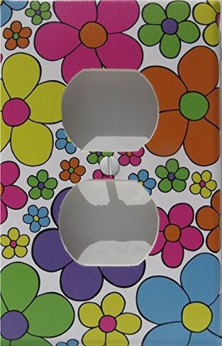 Daisy Pop Flower Outlet Switch Plate Covers/Nursery Wall Decor in Hot Pink, Purple, Yellow, Blue, Green and Orange in Saudi Arabia
