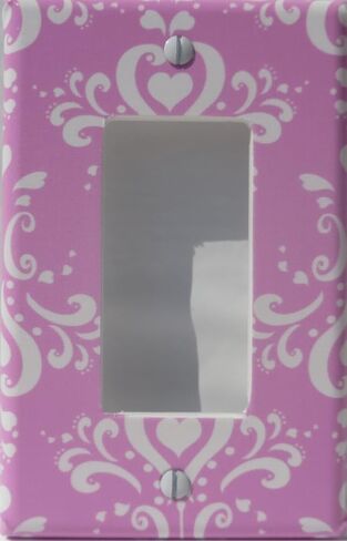 Pink Damask Light Switch Plate / Pink Damask Nursery Wall Decor (Single Light Switch Plate Cover) in Saudi Arabia