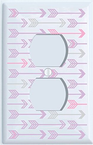 Pink Grey and Purple Arrow Print Double Toggle Light Switch Plate Covers/Arrows Woodland Nursery Wall Decor for Baby Girls (Double Toggle) in Saudi Arabia