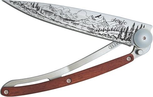 deejo - سكين جيب قابل للطي 37 جرام مع مشبك حزام - تصميم جبلي، شفرة من الفولاذ المقاوم للصدأ مقاس 3.7 بوصة، مقبض من الخشب المرجاني - خفيف الوزن للحمل اليومي للمنزل والعمل والاستخدام الخارجي in Kuwait