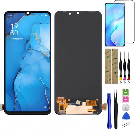 شاشة عرض لـ oppo Reno3/ A91/ F15/ F17/ K7/Find X2lite شاشة LCD بديلة OLED تعمل باللمس محول رقمي شاشة زجاجية مع أدوات إصلاح (مع بصمة الإصبع) in Kuwait