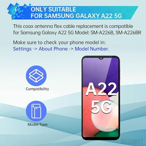 إلى Samsung Galaxy A22 5G Coax Antenna Flex Cable استبدال Coax Signal Antenna سلك بديل لـ Samsung Galaxy A22 5G الموديل: A226B A226BR in Saudi Arabia