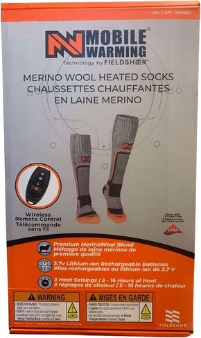 Mobile Warming Premium Merino Wool Heated Socks w Wireless Remote Control - Anti-Odor, Moisture Wicking, Unisex Men Women in Saudi Arabia