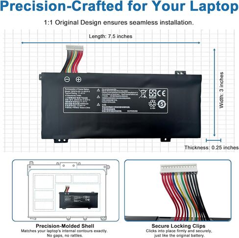 GK5CN-00-13-3S1P-0 Laptop Battery Replacement for Getac GK5CN4Z GK5CN5Z GK5CN6Z GK5CQ7Z GK5CN4Z GK6Z5CN GK7CN6S Series Notebook11.4V 46.74Wh 4100mah in Kuwait