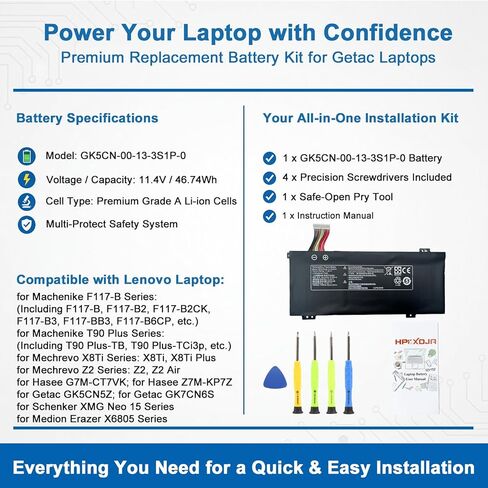 GK5CN-00-13-3S1P-0 Laptop Battery Replacement for Getac GK5CN4Z GK5CN5Z GK5CN6Z GK5CQ7Z GK5CN4Z GK6Z5CN GK7CN6S Series Notebook11.4V 46.74Wh 4100mah in Kuwait