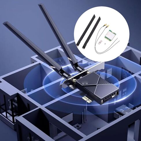 SUNGOOYUE WiFi 7 PCIe Card, BT 5.4 OFDMA MU MIMO 6GHz Tri Band 6338Mbps Wireless Network Adapter with M.2 Interface for Gaming Streaming for Desktop PC in Kuwait