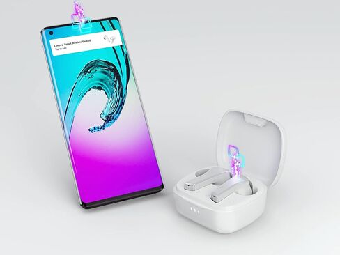 Lenovo Smart True Wireless Earbuds - Smart Switch Fast Pair - Active Noise Cancelling Earphones with Wireless Charging Case - 28 Hrs Playtime Headphones - Bluetooth - White (Renewed) in Saudi Arabia