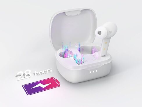 Lenovo Smart True Wireless Earbuds - Smart Switch Fast Pair - Active Noise Cancelling Earphones with Wireless Charging Case - 28 Hrs Playtime Headphones - Bluetooth - White (Renewed) in Saudi Arabia