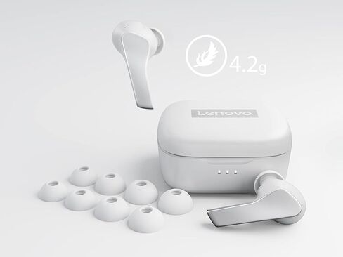 Lenovo Smart True Wireless Earbuds - Smart Switch Fast Pair - Active Noise Cancelling Earphones with Wireless Charging Case - 28 Hrs Playtime Headphones - Bluetooth - White (Renewed) in Saudi Arabia
