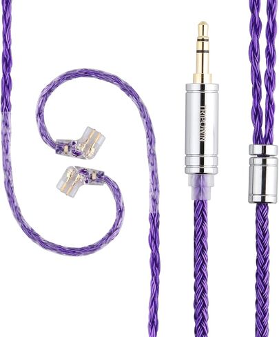 سماعات أذن Linsoul KZ ZS10 Pro (بدون ميكروفون، أسود داكن) + كابل Tripowin Zonie 16 Core (2pin، 3.5 ملم، بنفسجي) in Kuwait